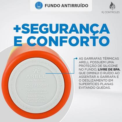 Imagem de Garrafa Térmica Arell Straw Flask 650ml com Kit Protetor RJC