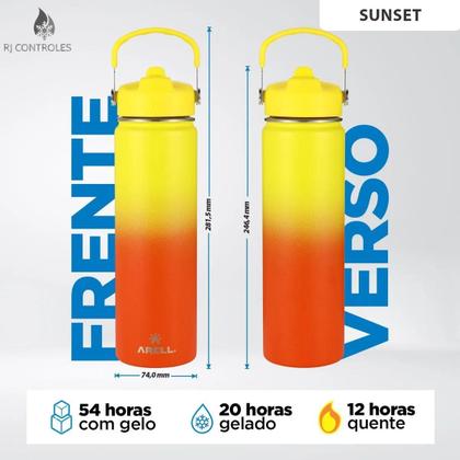 Imagem de Garrafa Térmica Arell Straw Flask 650ml com Kit Protetor RJC