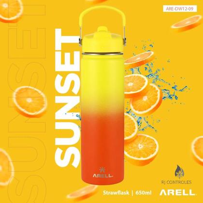 Imagem de Garrafa Térmica Arell Straw Flask 650ml com Kit Protetor RJC