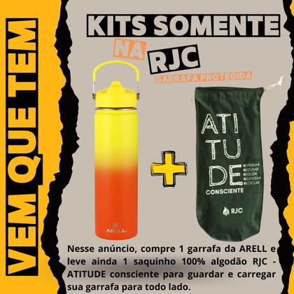 Imagem de Garrafa Térmica Arell Straw Flask 650ml com Kit Protetor RJC