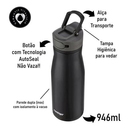 Imagem de Garrafa Térmica Autoseal Cortland Chill Preto 946ml -Contigo