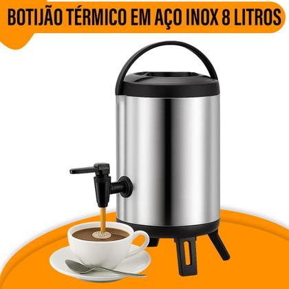 Imagem de Garrafa Térmica Botijão Inox 8 Litros com Torneira Café Chá