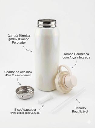 Imagem de Garrafa Térmica BTOP 650ml Inox com Canudo Bebidas Frias COR:PRETO