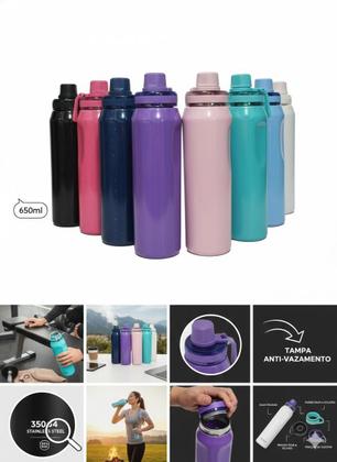 Imagem de Garrafa Térmica BTOP 650ml Inox com Canudo Bebidas Frias COR:PRETO
