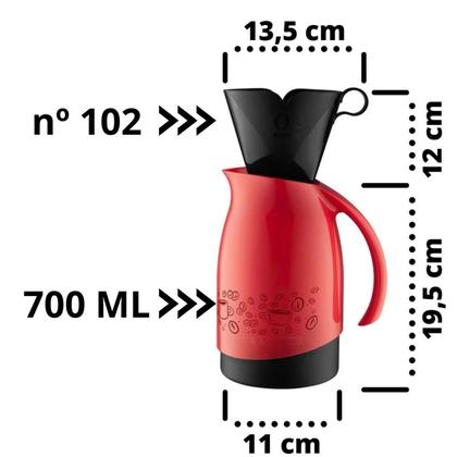 Imagem de Garrafa Térmica Bule Com Suporte Para Filtro 700ml - Sanremo