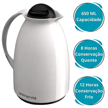Imagem de Garrafa Térmica Bule Florença 650ml Branca Café Chá Unitermi