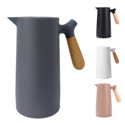 Imagem de Garrafa Térmica Cabo Madeira Para Café Leite Chá 1litro