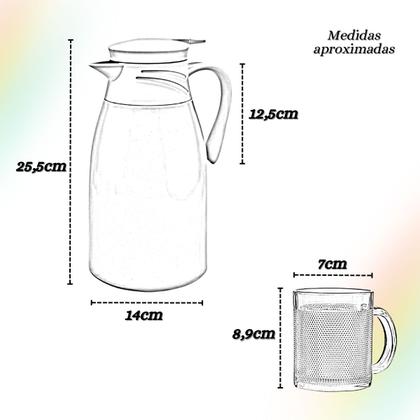 Imagem de Garrafa Térmica Café 1L Quente E Gelado Com Canecas Em Vidro