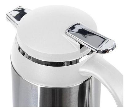 Imagem de Garrafa Térmica Camelia 600ml Branca em Aço Inox com Ampola de Vidro e Gatilho Café Chá Suco Termopro