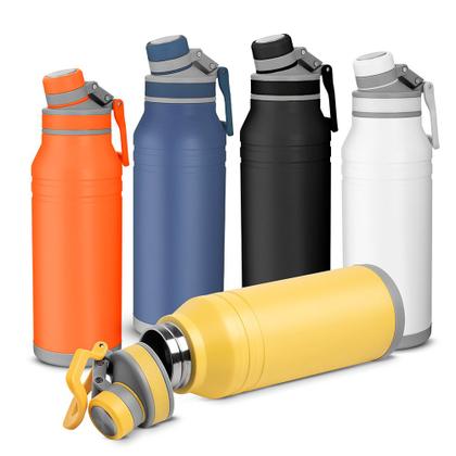 Imagem de Garrafa Térmica com Alça e Bico 1,2L em Aço Inox Branca