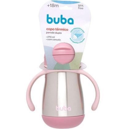 Imagem de Garrafa Térmica Com Alças Parede Dupla Rosa 270ml Buba