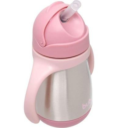 Imagem de Garrafa Térmica Com Alças Parede Dupla Rosa 270ml Buba
