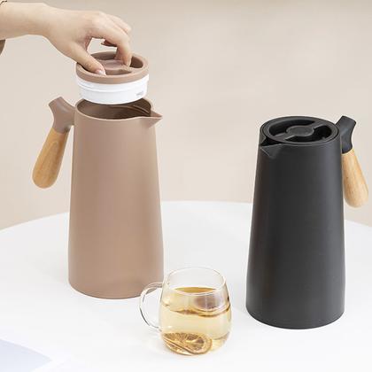 Imagem de Garrafa Térmica Com Cabo Madeira 1 Litro Para Chá Café Água