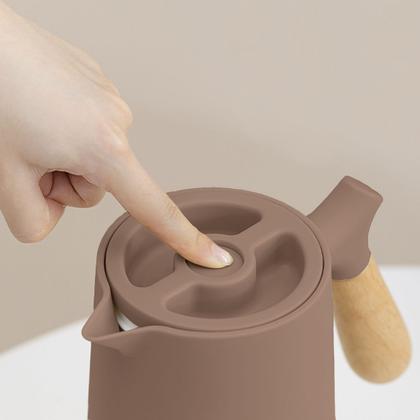 Imagem de Garrafa Térmica Com Cabo Madeira 1 Litro Para Chá Café Água