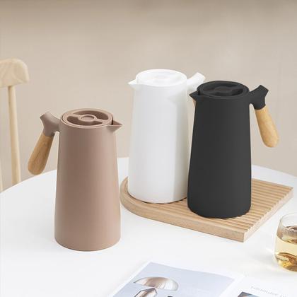 Imagem de Garrafa Térmica Com Cabo Madeira 1 Litro Para Chá Café Água