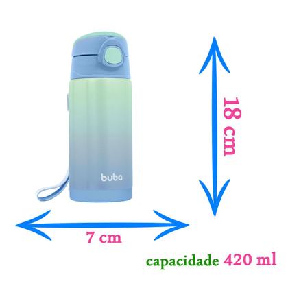 Imagem de Garrafa Térmica com Parede Dupla e Canudo Silicone Conserva Bebida Buba