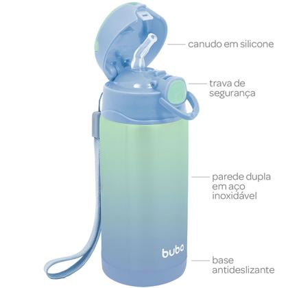 Imagem de Garrafa Térmica com Parede Dupla e Canudo Silicone Conserva Bebida Buba