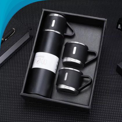 Imagem de Garrafa Térmica com Xícaras Kit Premium Inox Para Camping
