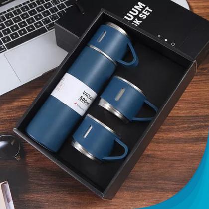 Imagem de Garrafa Térmica com Xícaras Vacuum Inox Para Bebidas