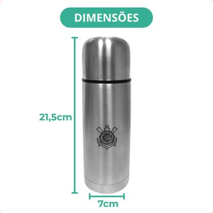 Imagem de Garrafa Térmica Corinthians Com Tampa Copo 350ml de Inox Oficial