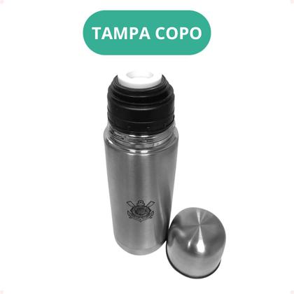 Imagem de Garrafa Térmica Corinthians Com Tampa Copo 350ml de Inox Oficial