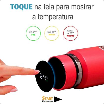 Imagem de Garrafa Térmica De Aço Inox Com Termômetro Na Tampa 800ml Top