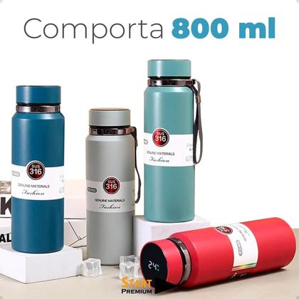 Imagem de Garrafa Térmica De Aço Inox Com Termômetro Na Tampa 800ml Top