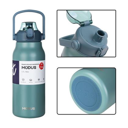 Imagem de Garrafa Térmica de Água 1700ml Aço Inoxidável com Canudo Portátil Café Suco Academia Passeio Camping Caminhada