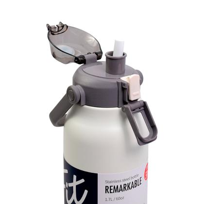 Imagem de Garrafa Térmica de Água 1700ml Aço Inoxidável com Canudo Portátil Café Suco Academia Passeio Camping Caminhada