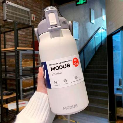 Imagem de Garrafa Térmica de Água 1700ml Aço Inoxidável com Canudo Portátil Café Suco Academia Passeio Camping Caminhada