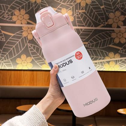 Imagem de Garrafa Térmica de Água 1700ml Aço Inoxidável com Canudo Portátil Café Suco Academia Passeio Camping Caminhada