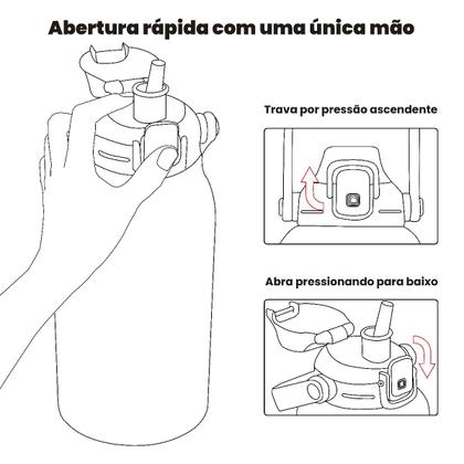 Imagem de Garrafa Térmica de Água 1700ml Aço Inoxidável com Canudo Portátil Café Suco Academia Passeio Camping Caminhada