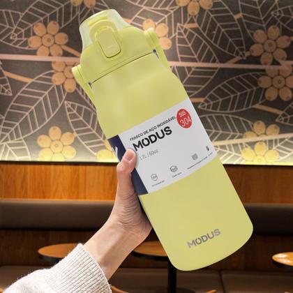 Imagem de Garrafa Térmica de Água 1700ml Aço Inoxidável com Canudo Portátil Café Suco Academia Passeio Camping Caminhada