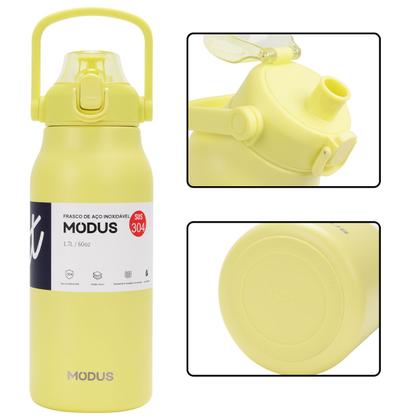 Imagem de Garrafa Térmica de Água 1700ml Aço Inoxidável com Canudo Portátil Café Suco Academia Passeio Camping Caminhada