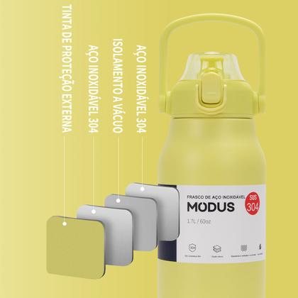 Imagem de Garrafa Térmica de Água 1700ml Aço Inoxidável com Canudo Portátil Café Suco Academia Passeio Camping Caminhada