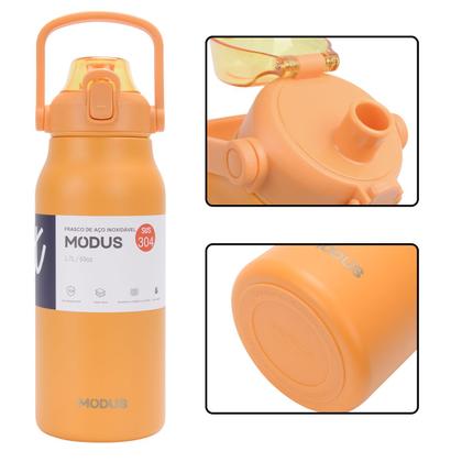 Imagem de Garrafa Térmica de Água 1700ml Aço Inoxidável com Canudo Portátil Café Suco Academia Passeio Camping Caminhada