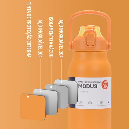 Imagem de Garrafa Térmica de Água 1700ml Aço Inoxidável com Canudo Portátil Café Suco Academia Passeio Camping Caminhada