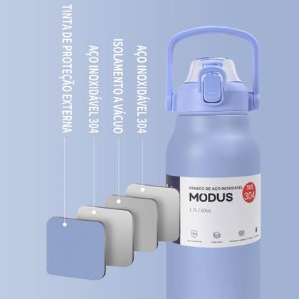 Imagem de Garrafa Térmica de Água 1700ml Aço Inoxidável com Canudo Portátil Café Suco Academia Passeio Camping Caminhada