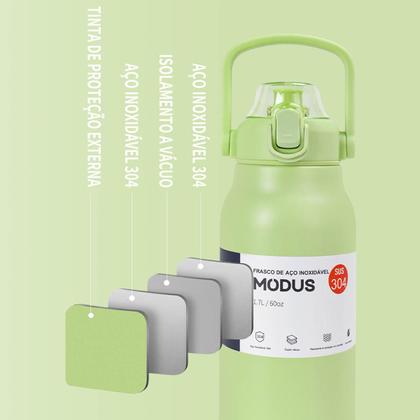 Imagem de Garrafa Térmica de Água 1700ml Aço Inoxidável com Canudo Portátil Café Suco Academia Passeio Camping Caminhada