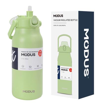 Imagem de Garrafa Térmica de Água 1700ml Aço Inoxidável com Canudo Portátil Café Suco Academia Passeio Camping Caminhada