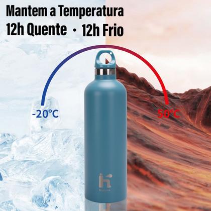 Imagem de Garrafa Térmica de Água Café Suco A Vácuo 600ml Inox Parede Dupla Camping Academia Passeio Caminhada Portátil