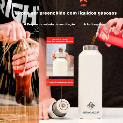 Imagem de Garrafa Térmica de Água Parede Dupla Revomax 950ml Original Aço Inox Tampa a Vácuo Café Suco Academia Passeio Caminhada Camping