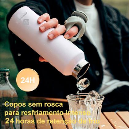 Imagem de Garrafa Térmica de Água Parede Dupla Revomax 950ml Original Aço Inox Tampa a Vácuo Café Suco Academia Passeio Caminhada Camping