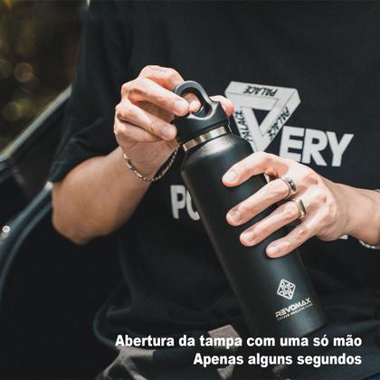 Imagem de Garrafa Térmica de Água Parede Dupla Revomax 950ml Original Aço Inox Tampa a Vácuo Café Suco Academia Passeio Caminhada Camping