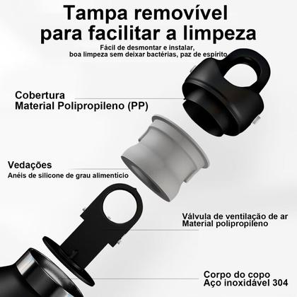 Imagem de Garrafa Térmica de Água Parede Dupla Revomax 950ml Original Aço Inox Tampa a Vácuo Café Suco Academia Passeio Caminhada Camping