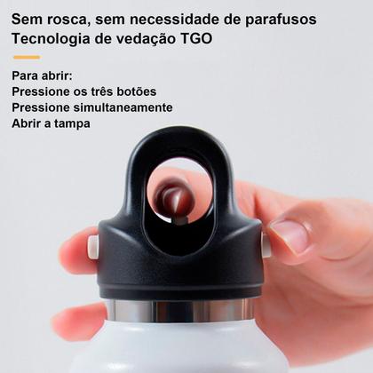 Imagem de Garrafa Térmica de Água Parede Dupla Revomax 950ml Original Aço Inox Tampa a Vácuo Café Suco Academia Passeio Caminhada Camping