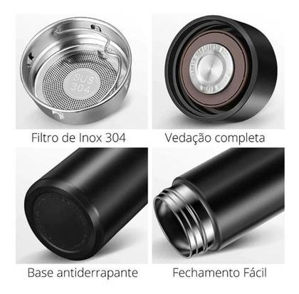 Imagem de Garrafa Térmica de Café e Água com Sensor de Temperatura em LED - 500ML
