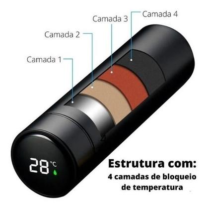 Imagem de Garrafa Térmica de Café e Água com Sensor de Temperatura em LED - 500ML