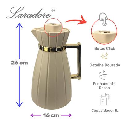 Imagem de Garrafa Térmica de Café Laradore Bela - Bege e Dourada 1L