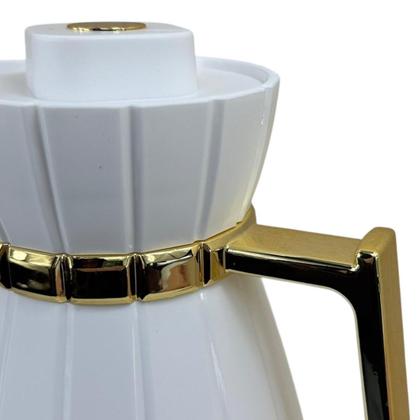Imagem de Garrafa Térmica de Café Laradore Bela - Branca e Dourada 1L